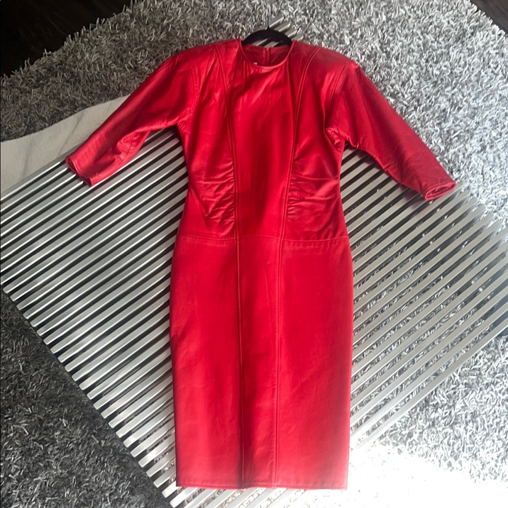 Vibrant Red Long Sleeve Dress